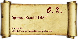 Oprea Kamilló névjegykártya